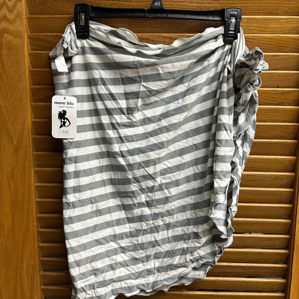Gray & White Striped Women's Swim Coverup